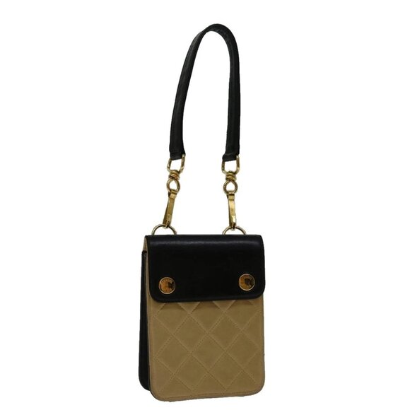 CHANEL Matelasse Hand Bag Leather Beige CC Auth 68905A - Picture 1 of 16